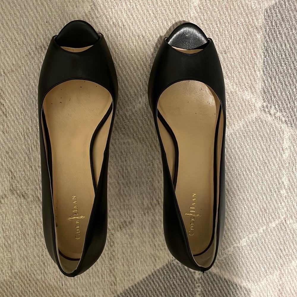 COLE HAAN | 3” Black Peeptoe heels
